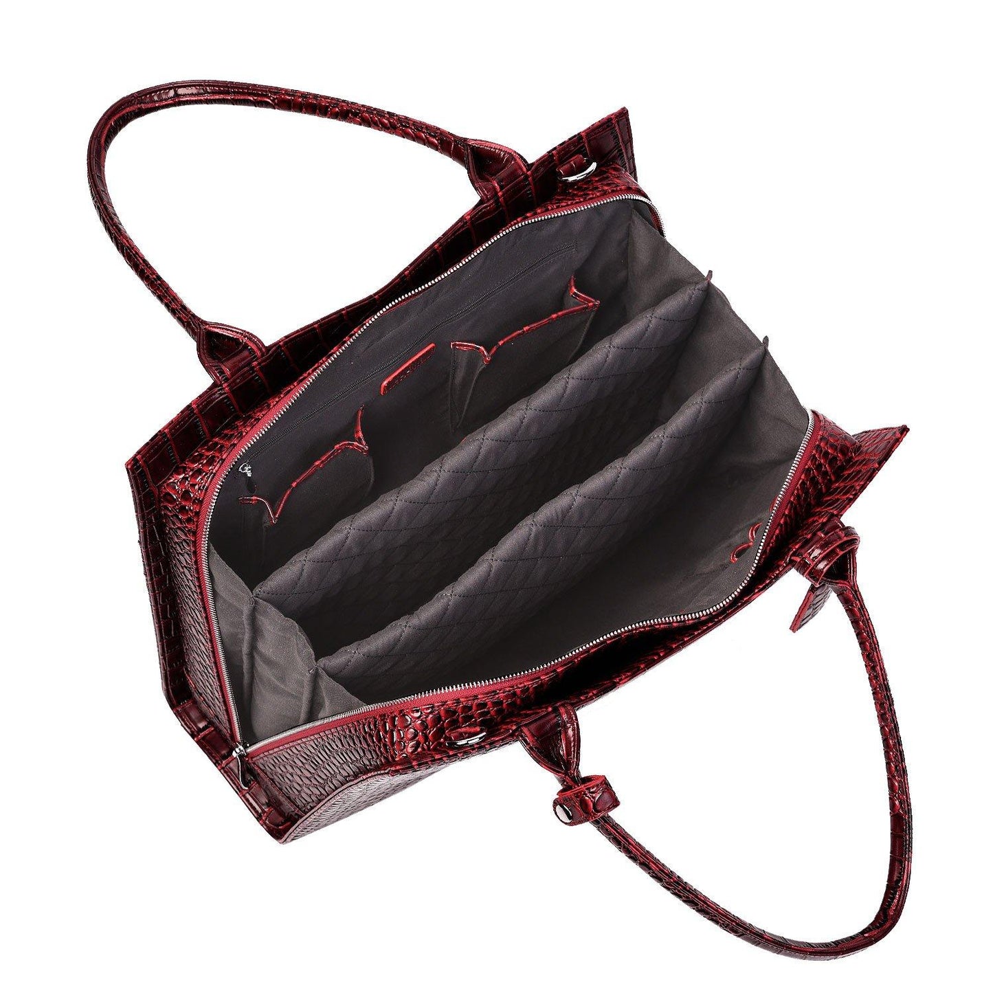 Mock-Croc Burgundy 15.6″ Womens Laptop Tote - Laptopbags.co.uk