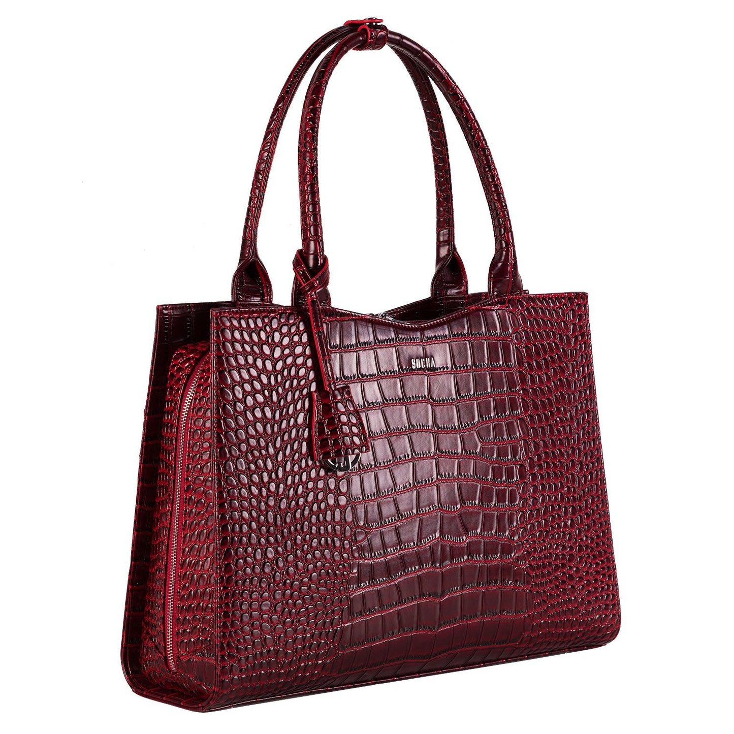Mock-Croc Burgundy 15.6″ Womens Laptop Tote - Laptopbags.co.uk