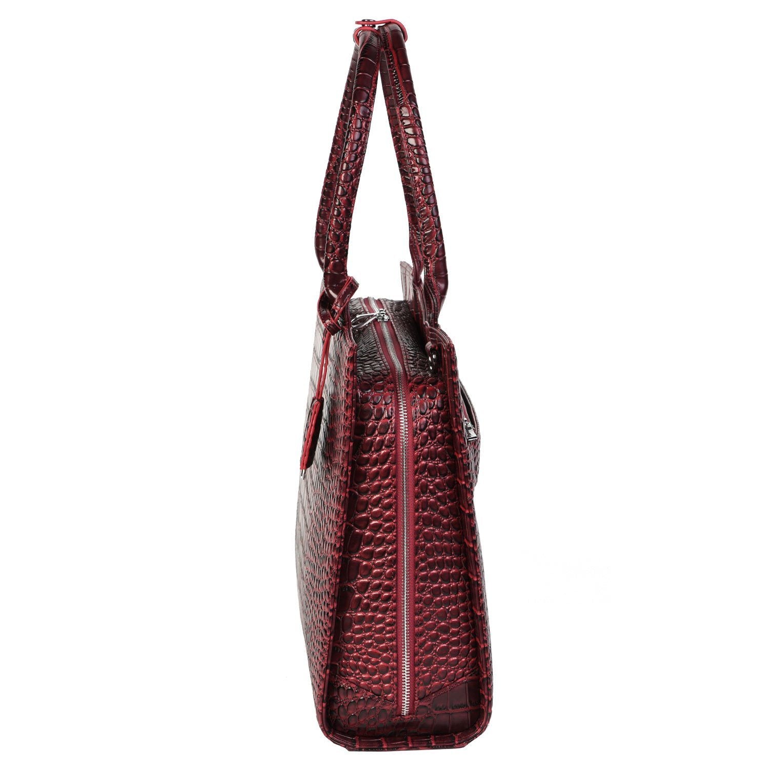 Mock-Croc Burgundy 15.6″ Womens Laptop Tote - Laptopbags.co.uk