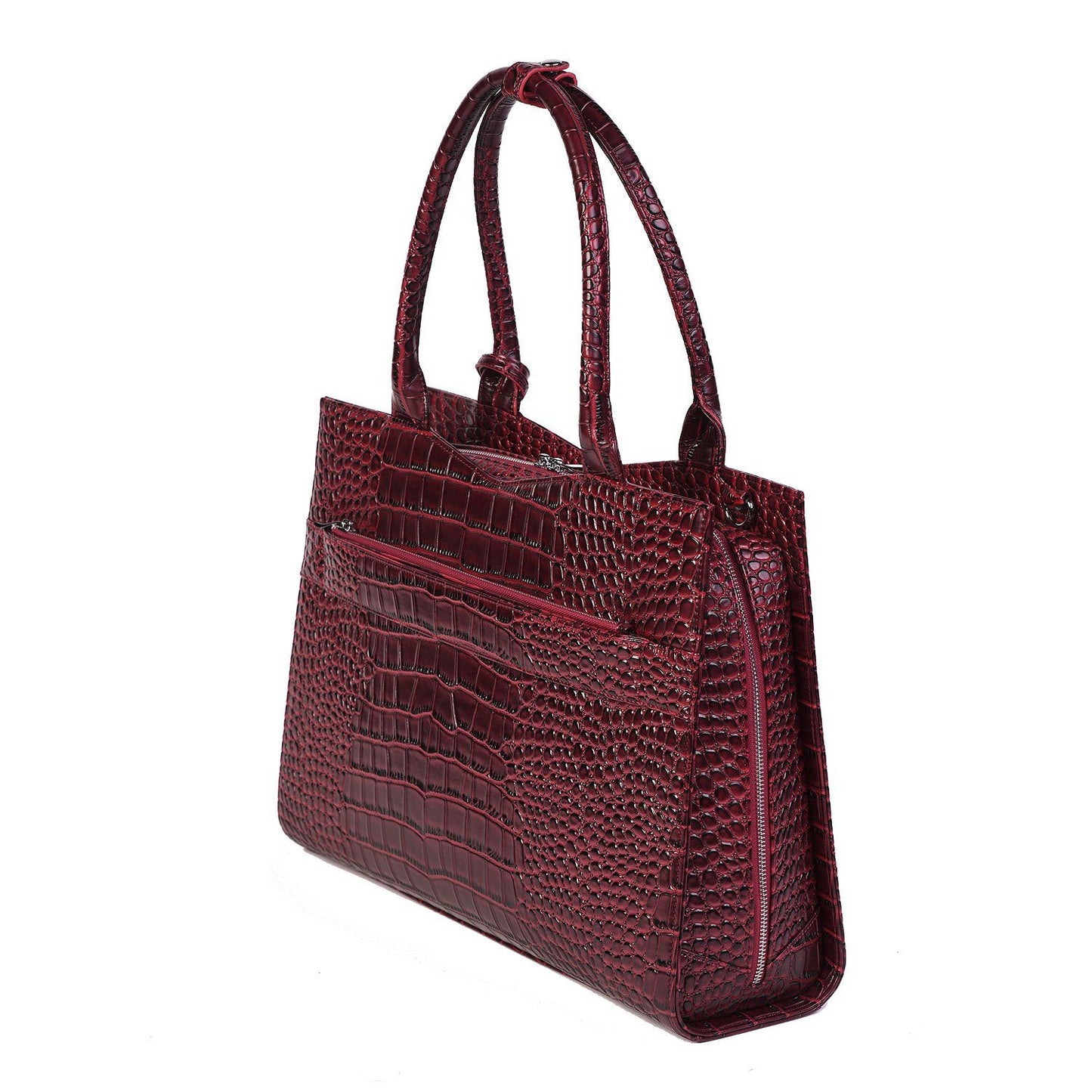 Mock-Croc Burgundy 15.6″ Womens Laptop Tote - Laptopbags.co.uk