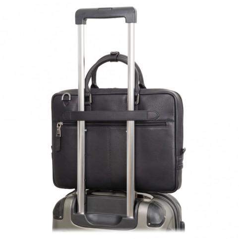 Royce 13 - Premium Slim Leather Laptop Case - Black - Laptopbags.co.uk