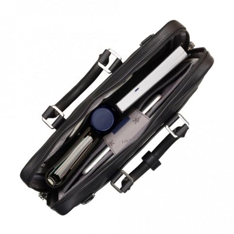 Royce 13 - Premium Slim Leather Laptop Case - Black - Laptopbags.co.uk