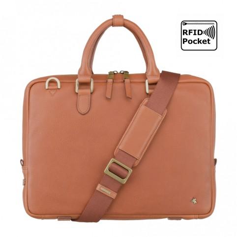 Royce 13" - Premium Slim Leather Laptop Case - Tan - Laptopbags.co.uk