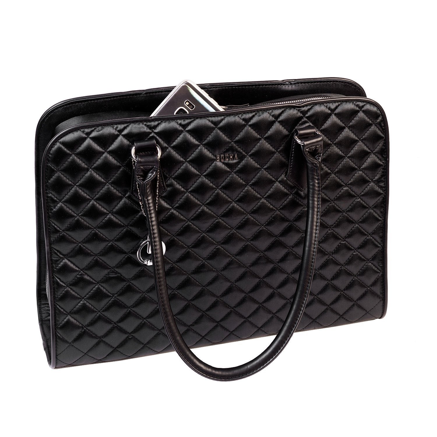  Quilted Laptop Tote Socha 15.6 inch Black Diamond Womens - Laptopbags.co.uk