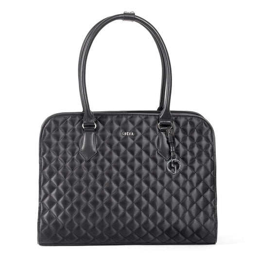  Quilted Laptop Tote Socha 15.6 inch Black Diamond Womens - Laptopbags.co.uk