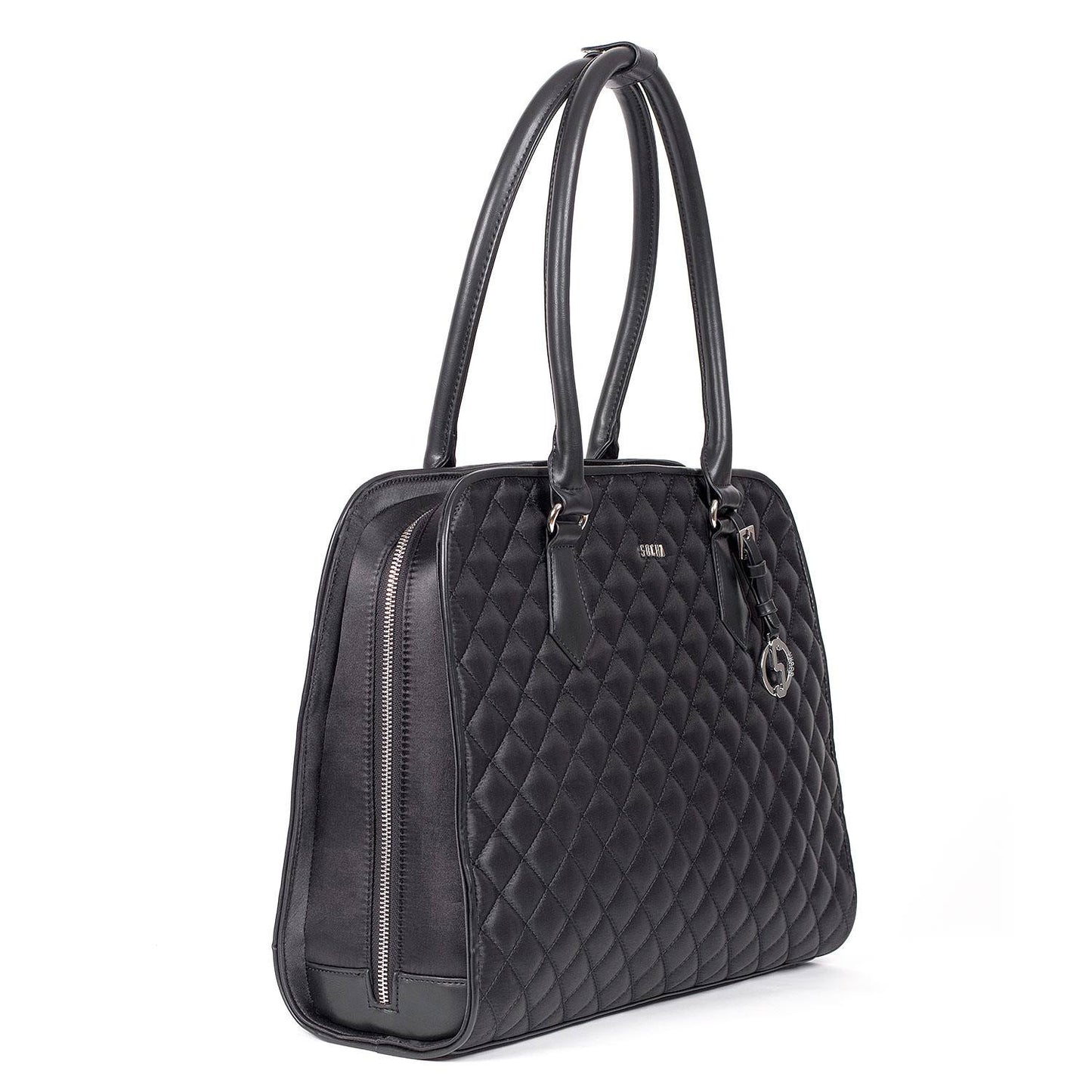  Quilted Laptop Tote Socha 15.6 inch Black Diamond Womens - Laptopbags.co.uk