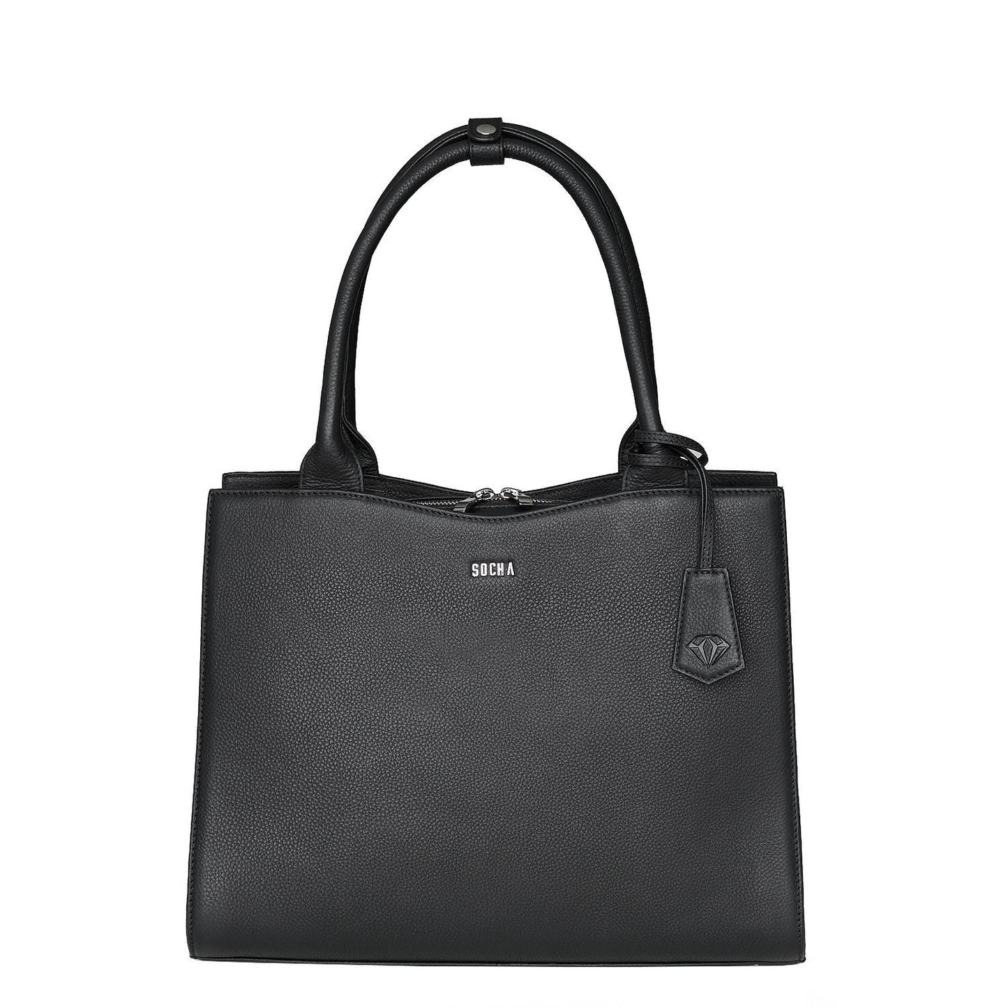 Straight Line Black 15.6" Diamond Womens Leather Laptop Bag - Laptopbags.co.uk