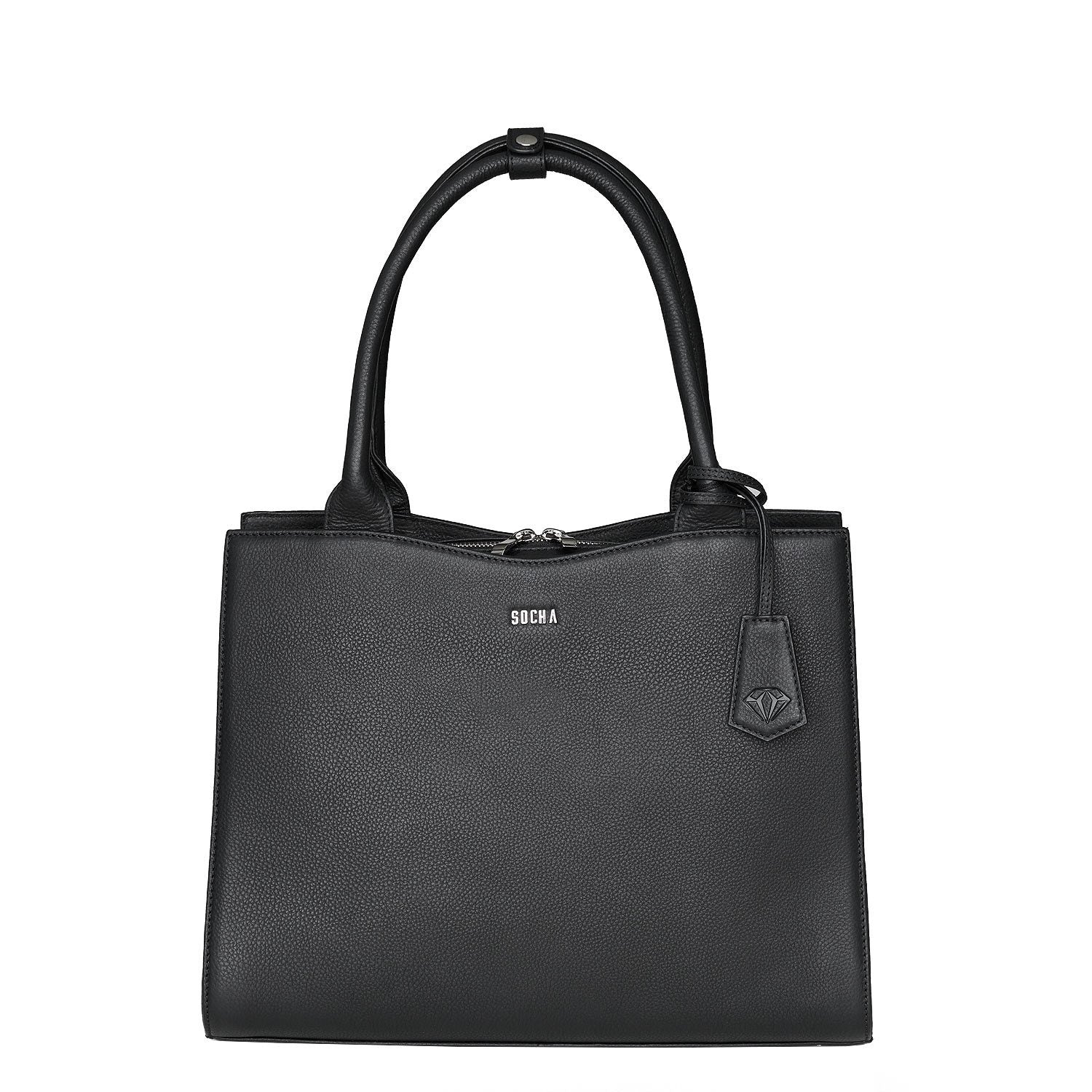 Straight Line Black 15.6" Diamond Womens Leather Laptop Bag - Laptopbags.co.uk