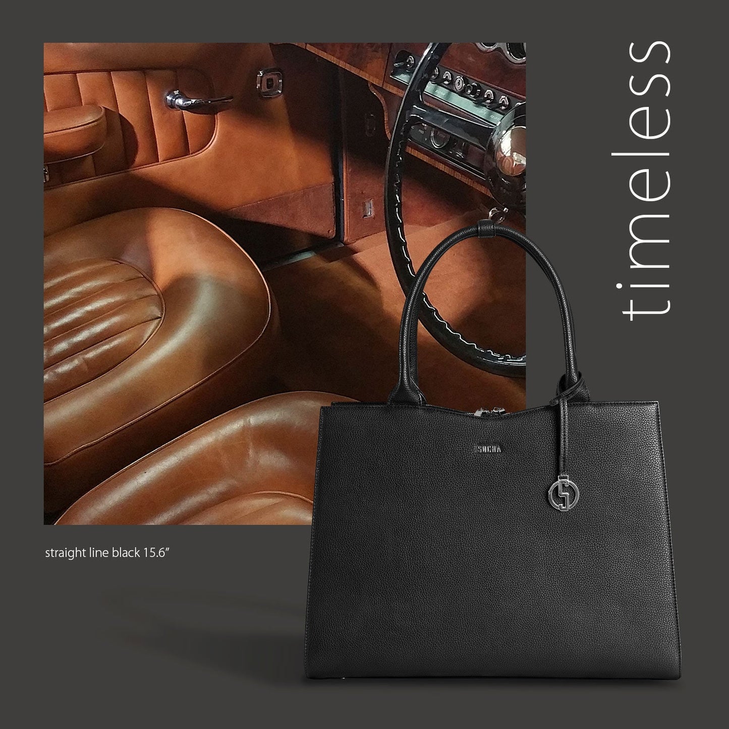 Straight Line Black 15.6″ Women's Laptop Tote - Laptopbags.co.uk