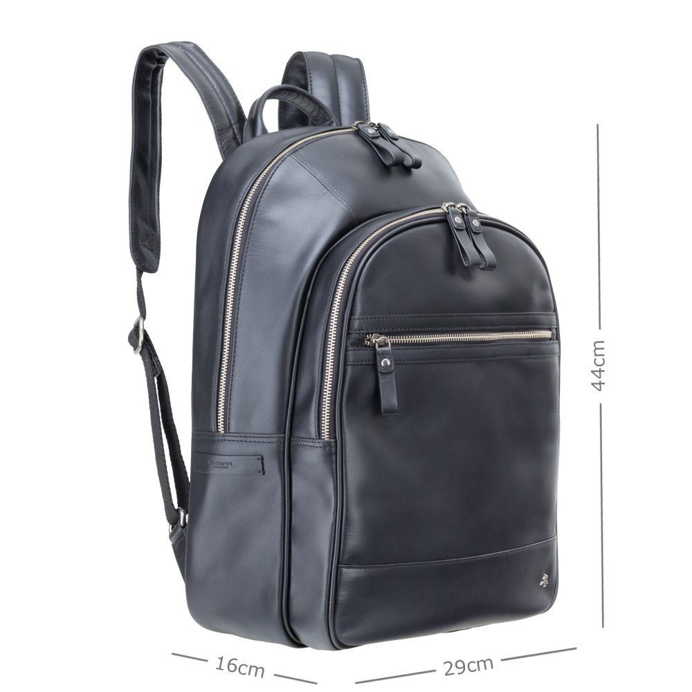 Tank - 13" Leather Laptop Backpack Black - Laptopbags.co.uk