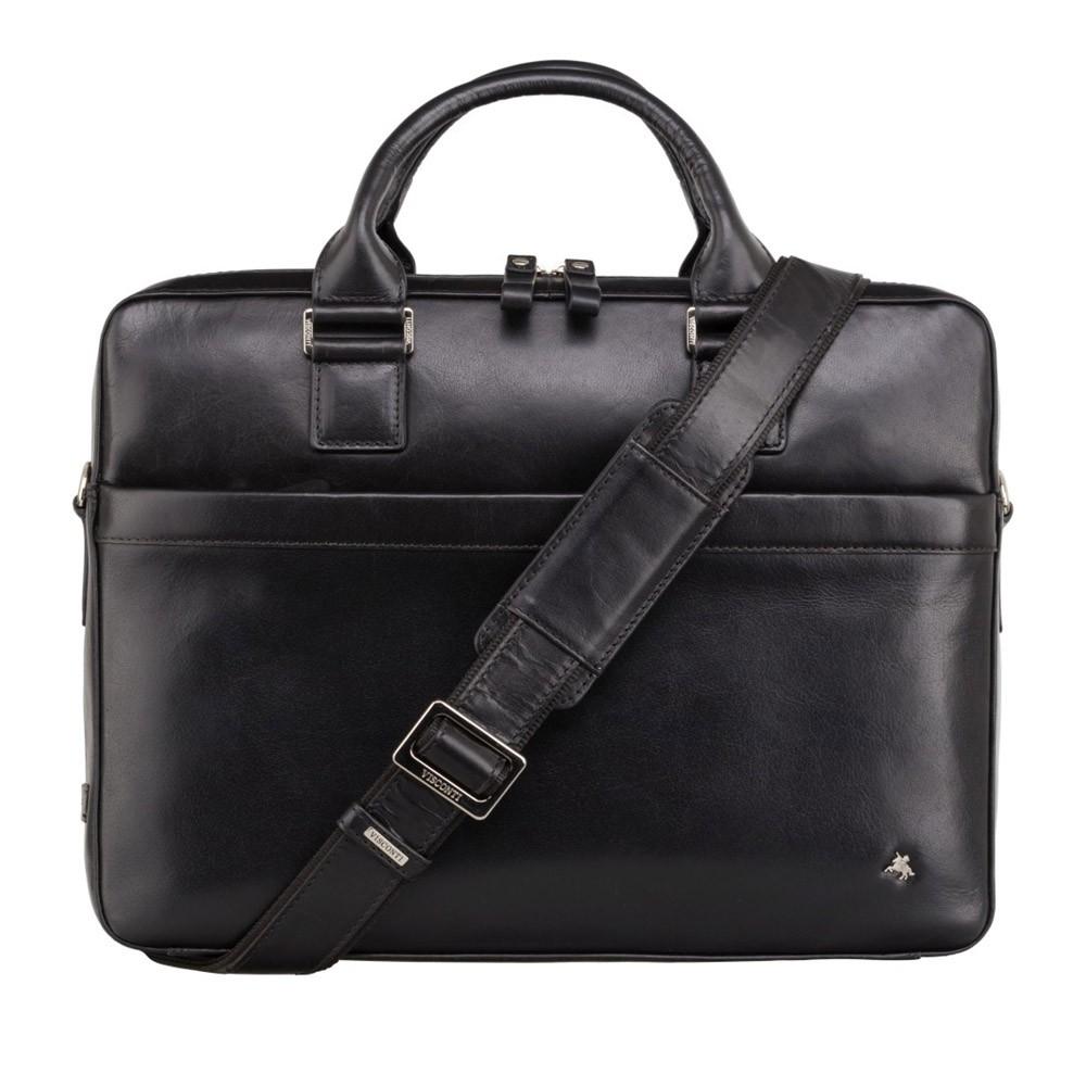 Victor 13" Leather Laptop Briefcase - Black - Laptopbags.co.uk