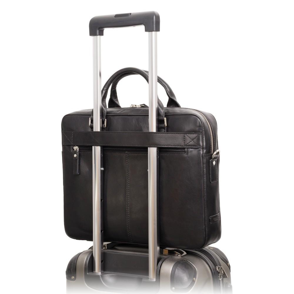 Victor 13" Leather Laptop Briefcase - Black - Laptopbags.co.uk