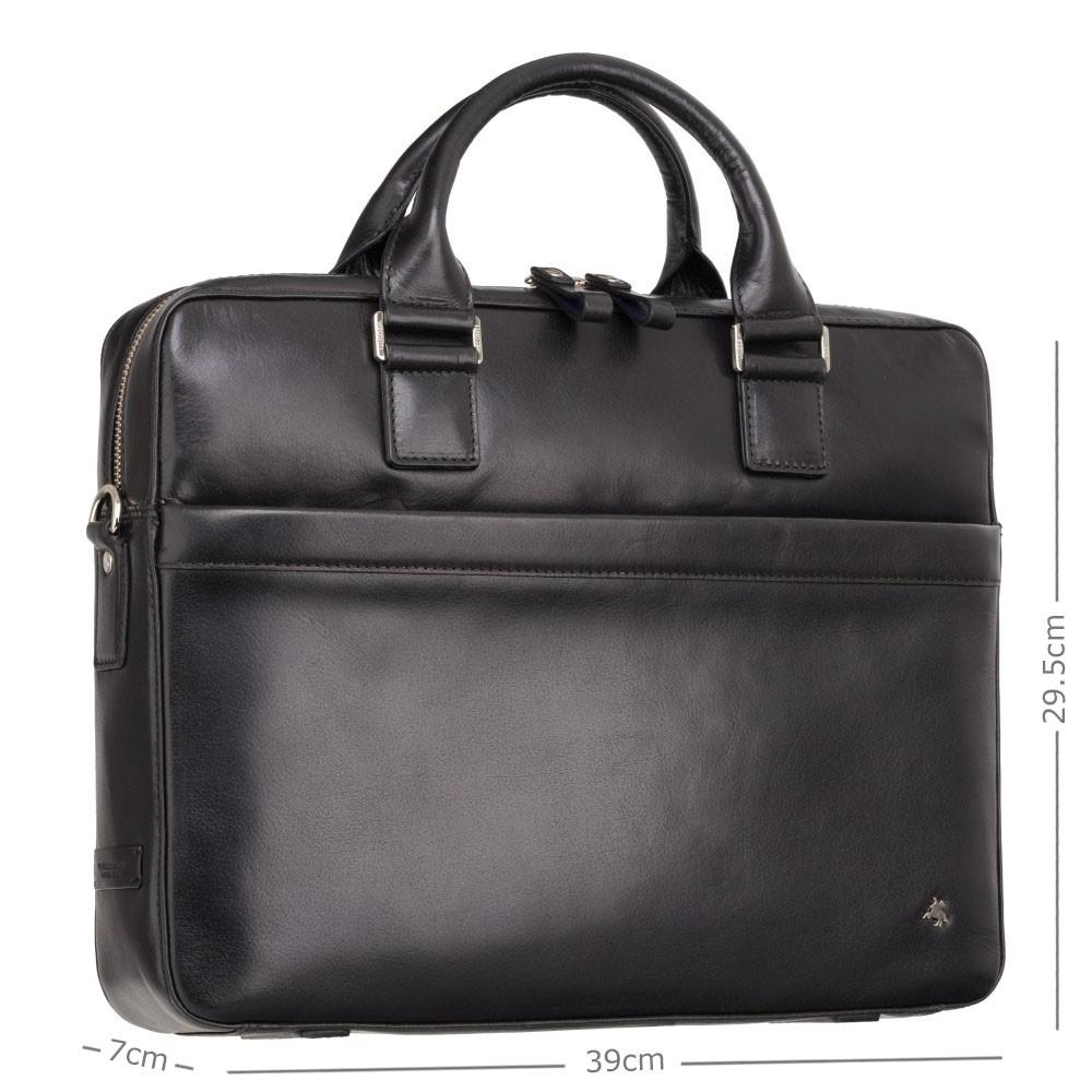 Victor 13" Leather Laptop Briefcase - Black - Laptopbags.co.uk