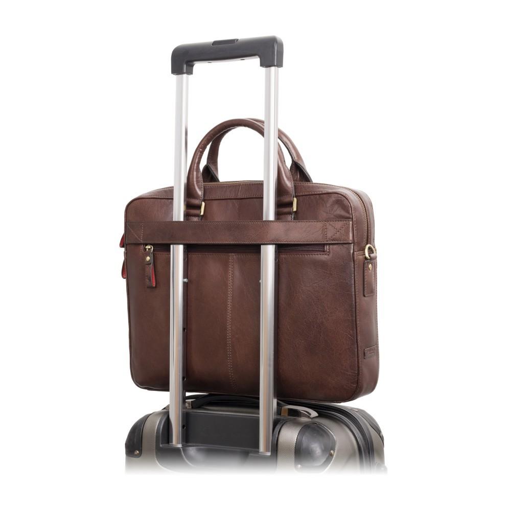 Victor 13" Leather Laptop Briefcase - Brown - Laptopbags.co.uk
