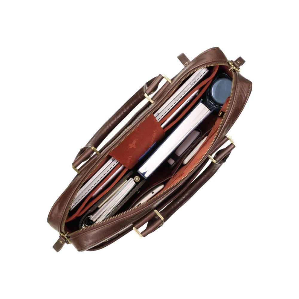 Victor 13" Leather Laptop Briefcase - Brown - Laptopbags.co.uk