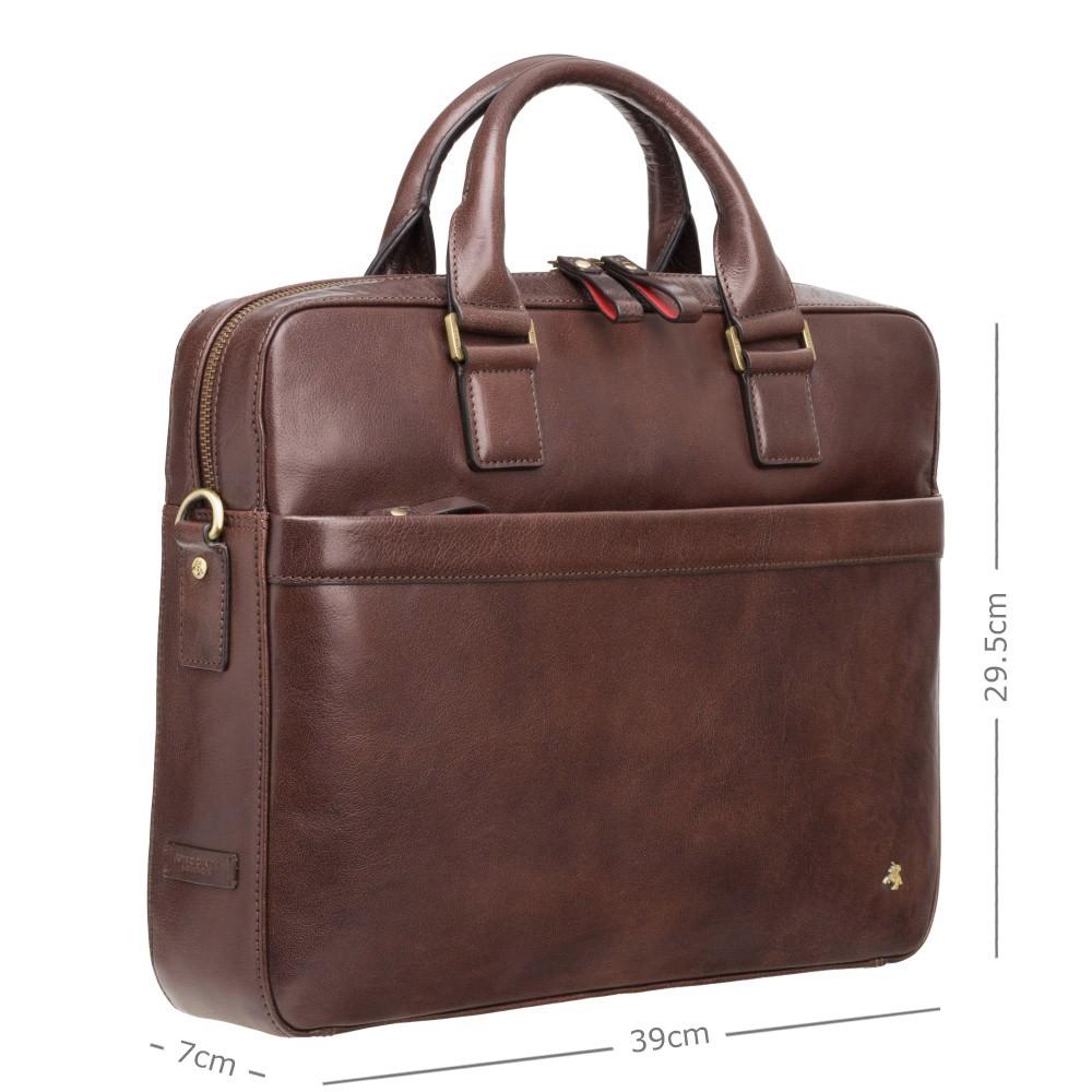 Victor 13" Leather Laptop Briefcase- Brown - Laptopbags.co.uk