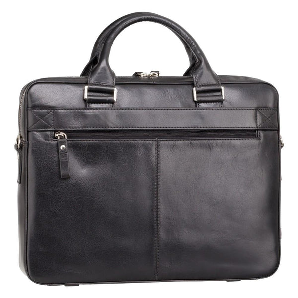 Victor 13" Leather Laptop Briefcase- Black - Laptopbags.co.uk