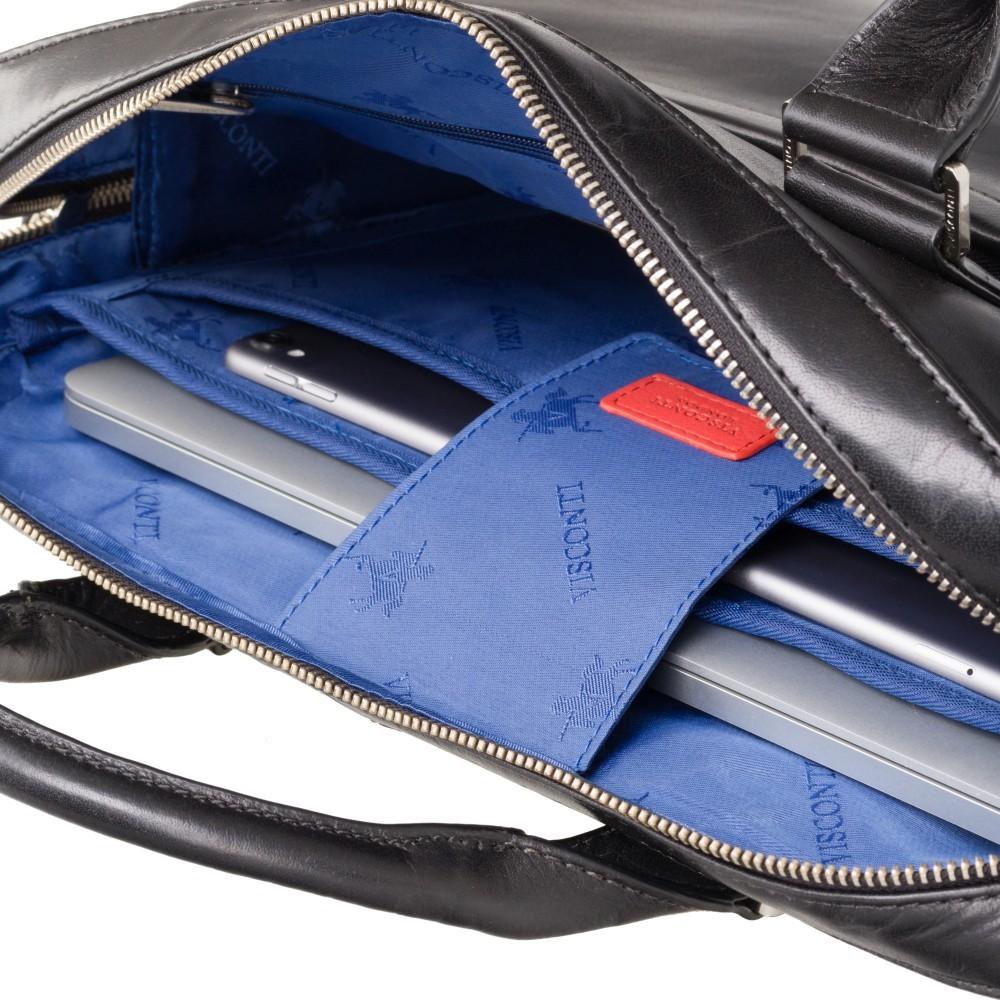 Victor 13" Leather Laptop Briefcase- Black - Laptopbags.co.uk