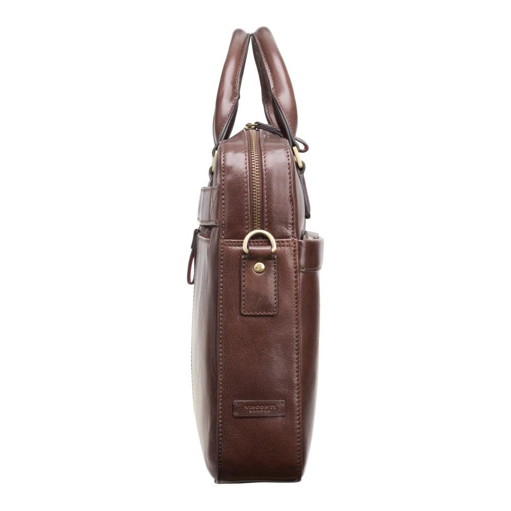 Victor 13" Leather Laptop Briefcase- Brown - Laptopbags.co.uk