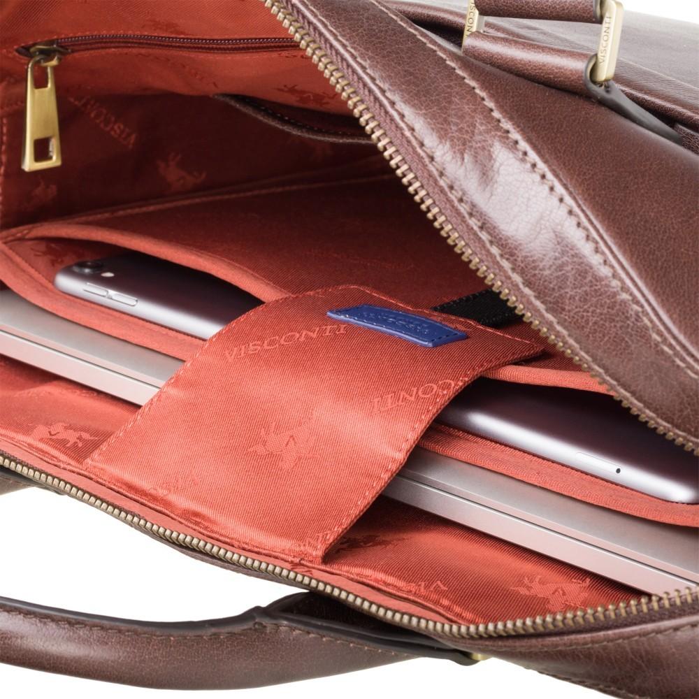 Victor 13" Leather Laptop Briefcase- Brown - Laptopbags.co.uk