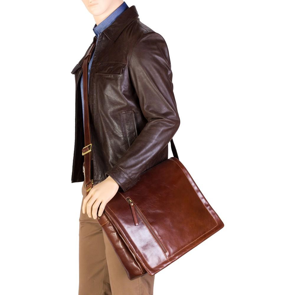 Visconti Enzo 15.6" Leather Laptop Messenger Bag - Laptopbags.co.uk