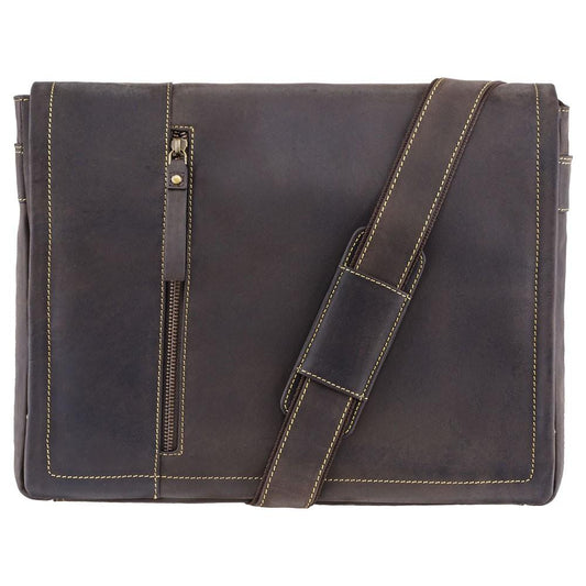 Visconti Foster Large 15.6" Leather Laptop Messenger Bag - Dark Brown - Laptopbags.co.uk