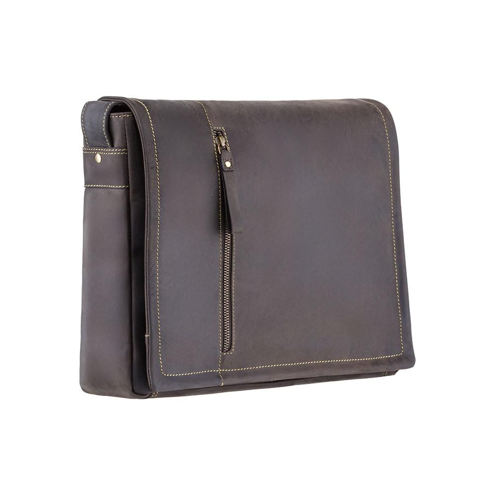 Visconti Foster Large 15.6" Leather Laptop Messenger Bag - Dark Brown - Laptopbags.co.uk